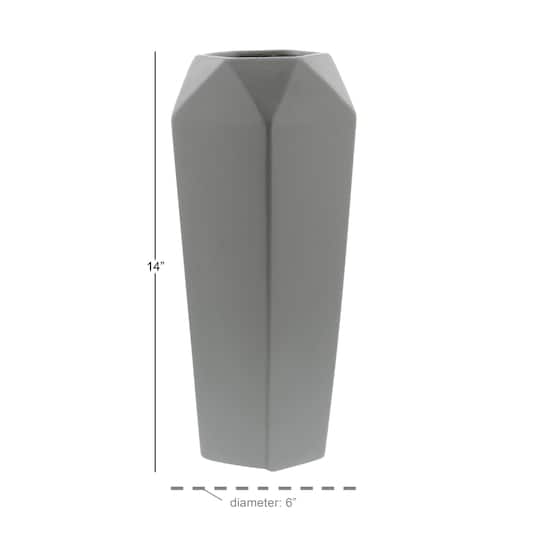 14" Light Gray Matte Stoneware Contemporary Vase